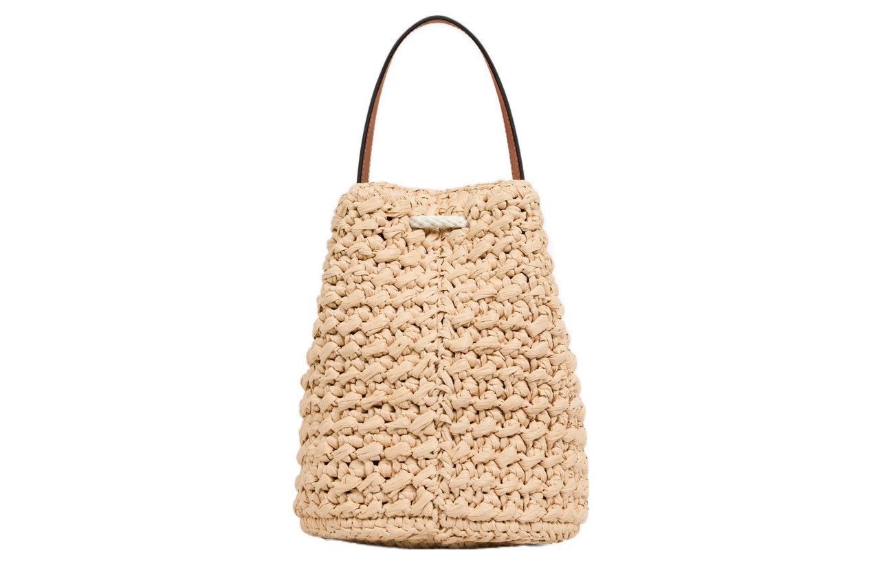CELINE Raffia Cow Leather Handbag Regular Women's Natural/Brown