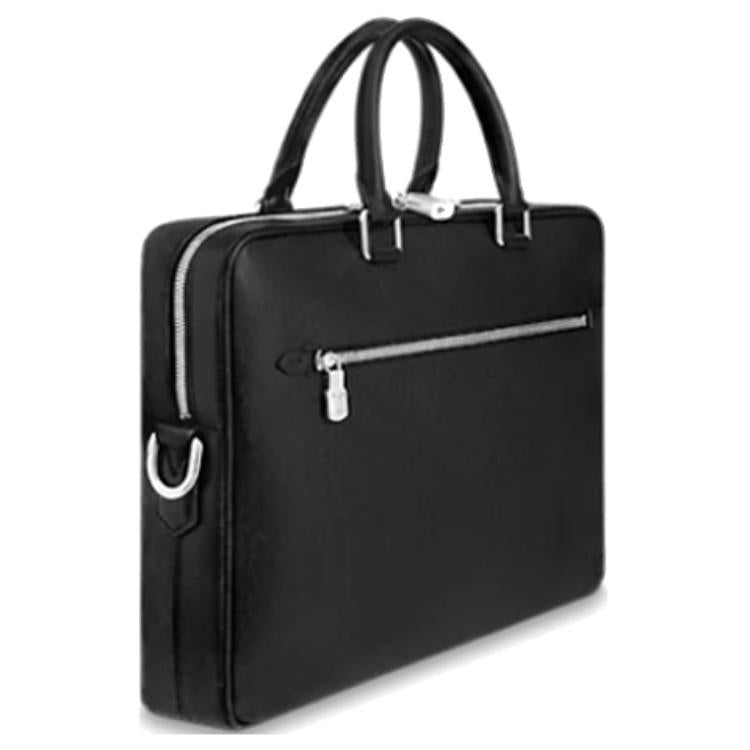 LOUIS VUITTON Leather Briefcase Laptop Bag Shoulder Bag Crossbody Bag Regular Men's Black