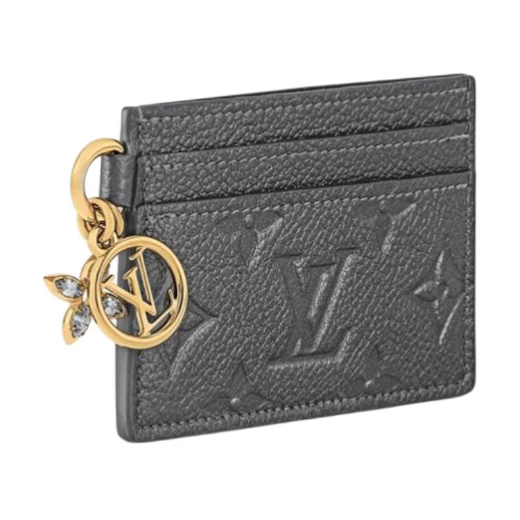 LOUIS VUITTON CHARMS Leather Card Holder Regular Women's Gray