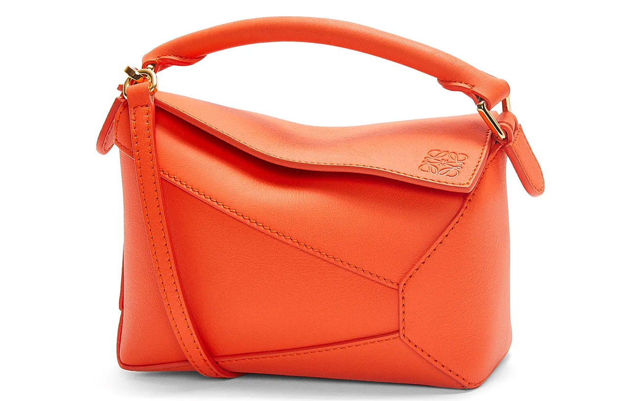 LOEWE Puzzle Cow Leather Shoulder Bag, Crossbody Bag, Handbag Mini Women's Vibrant Orange