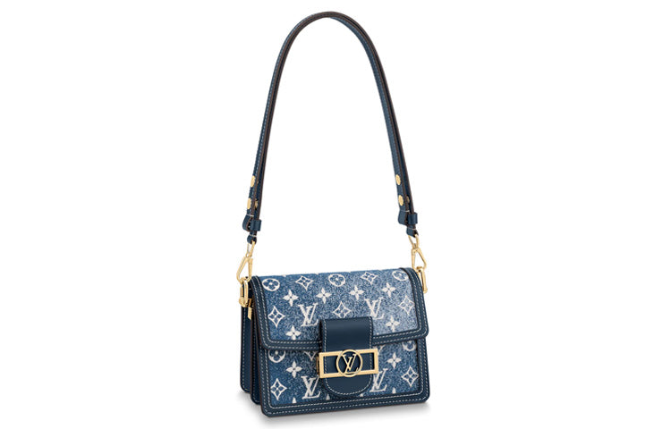 LOUIS VUITTON Dauphine Denim Daphne Handbag Shoulder Bag Women's Blue
