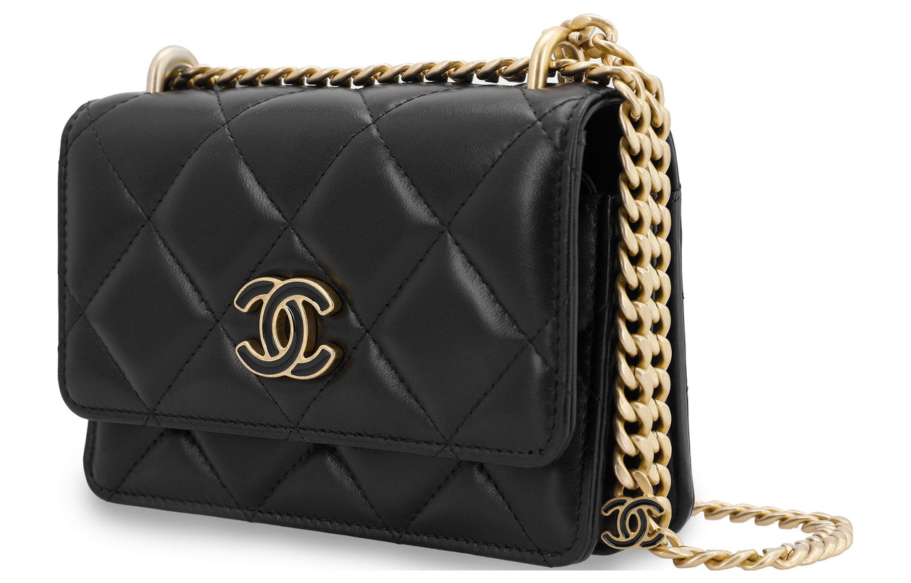 CHANEL WOC Metal Lambskin One Shoulder Crossbody Clutches Regular Women's Black