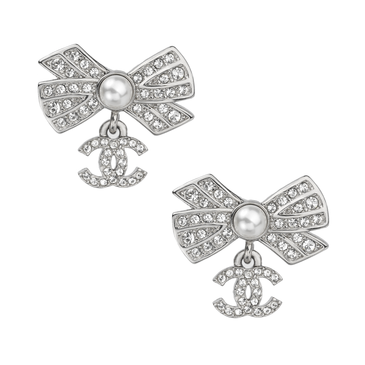 CHANEL Rhinestone Earrings Women's