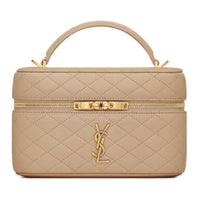 SAINT LAURENT GABY Lambskin Makeup Bag, Shoulder Bag, Crossbody Bag, Handbag Women's Toffee