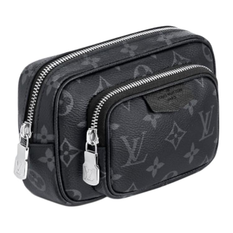 LOUIS VUITTON Canvas With Leather Handheld Crossbody Bag Sling Bag Small Size Men's Black