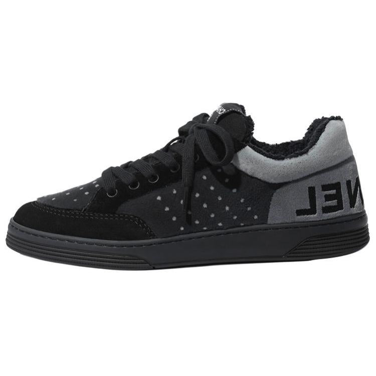 CHANEL Stylish Skateboarding Shoes Women's Black & Gray Patchwork