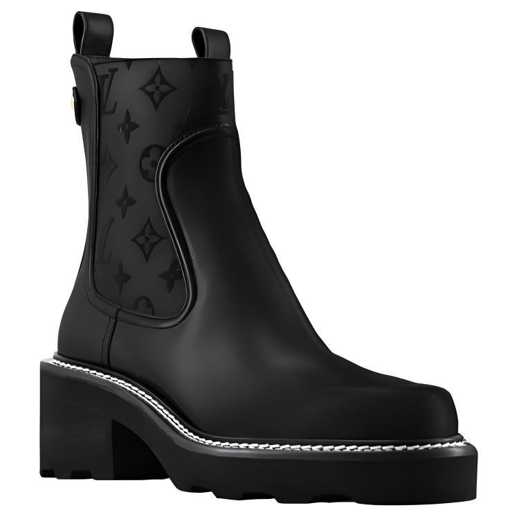 LOUIS VUITTON Beaubourg Short Chelsea Boots 4cm Women's Black