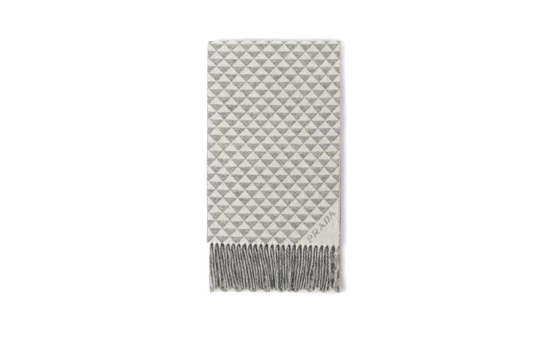 PRADA Symbole Reversible Fringed Scarf