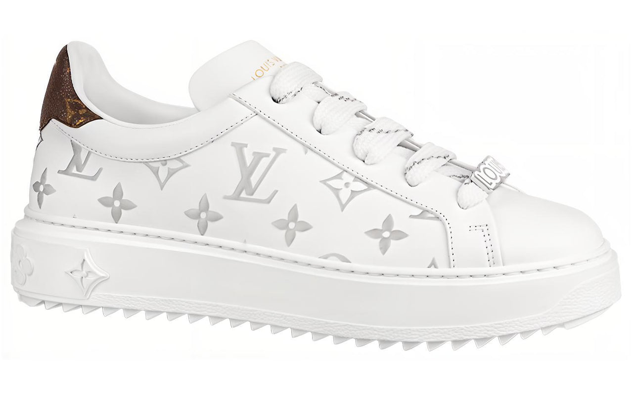 LOUIS VUITTON Time Out Sneakers 'White With Silver Monogram' Women's