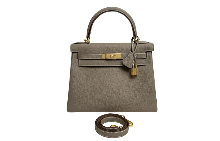 HERMES Kelly Togo Calfskin And Cow Leather Combo Kelly Bag Handbags Women's 18 Etoupe Elephant Gray