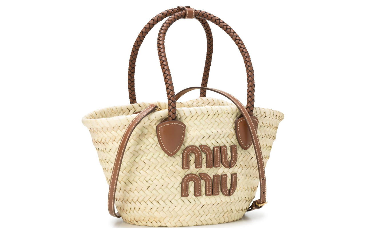 MIU MIU Raffia Handbag Mini Women's Beige