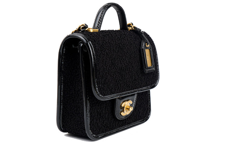 CHANEL Twill Velvet With Gold Metal Lipstick Bag Handbag Shoulder Bag Crossbody Bag Small Size Women's Black