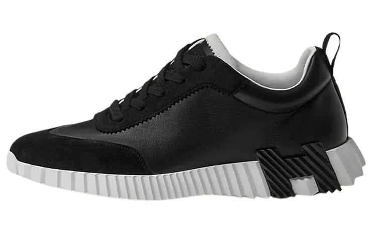 HERMES Bouncing Abrasion Resistant Low Top Casual Shoes Men's Black