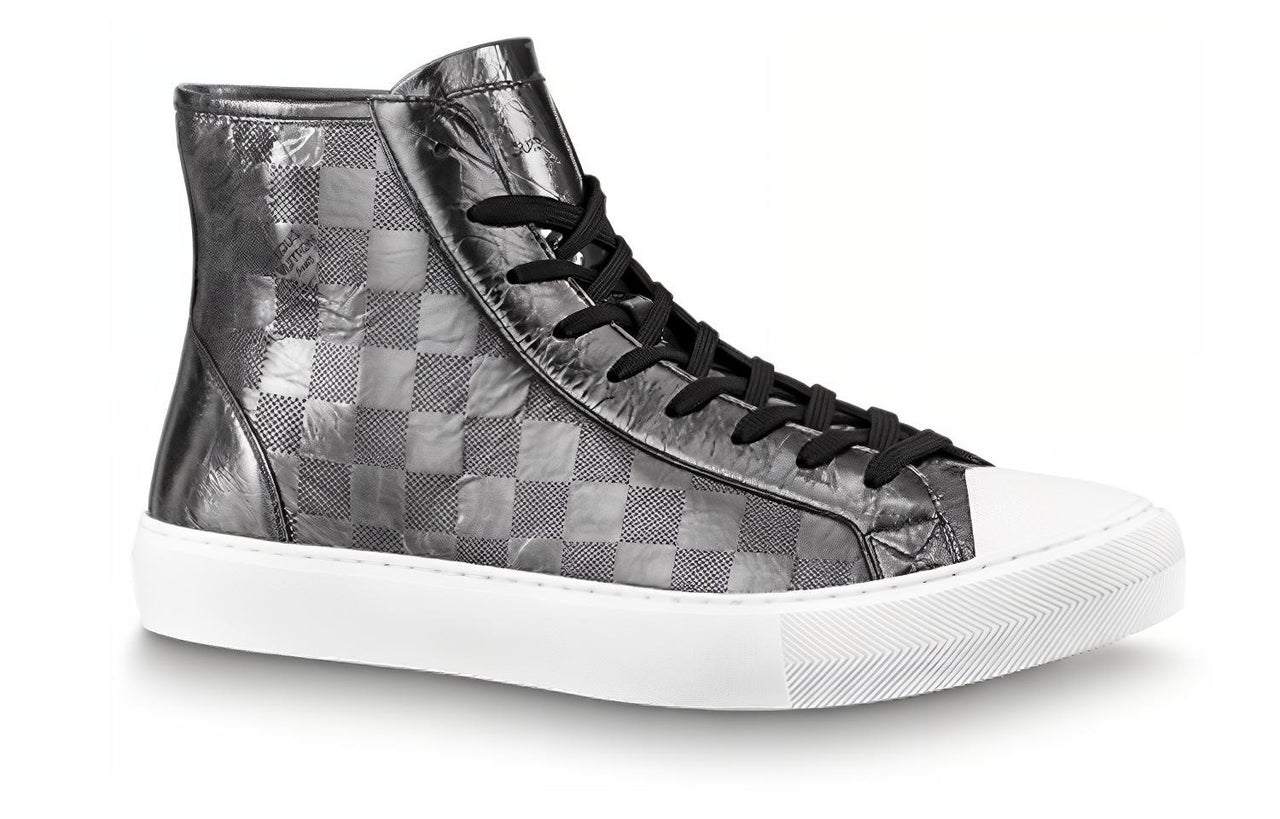 LOUIS VUITTON Tattoo Ankle Sneakers 'Silver Plaid Monogram'