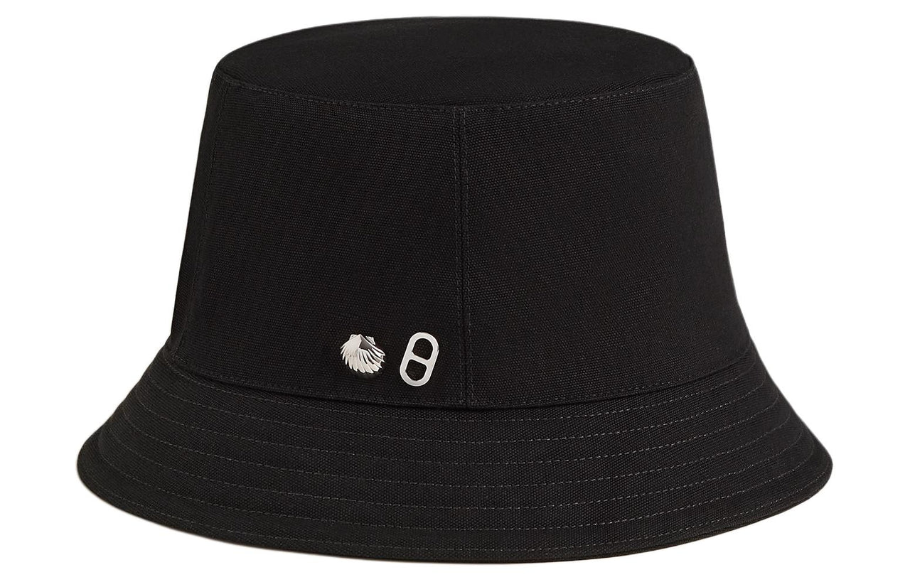 HERMES Cotton Silk Metal Bucket Hats Women's Black