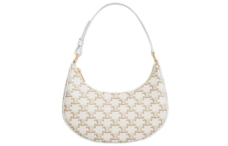 CELINE TriompheAVA Canvas With Leather Shoulder Bag, Handbag Regular Women's White
