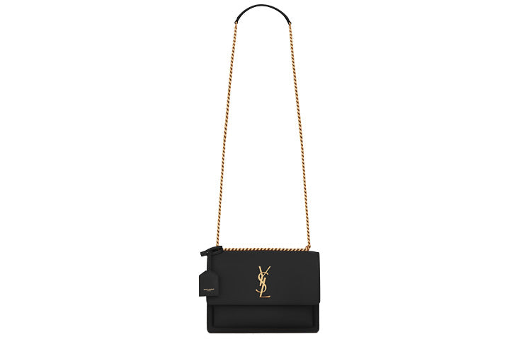 SAINT LAURENT Smooth Leather Sunset Bag, Crossbody Bag, Shoulder Bag Women's Black
