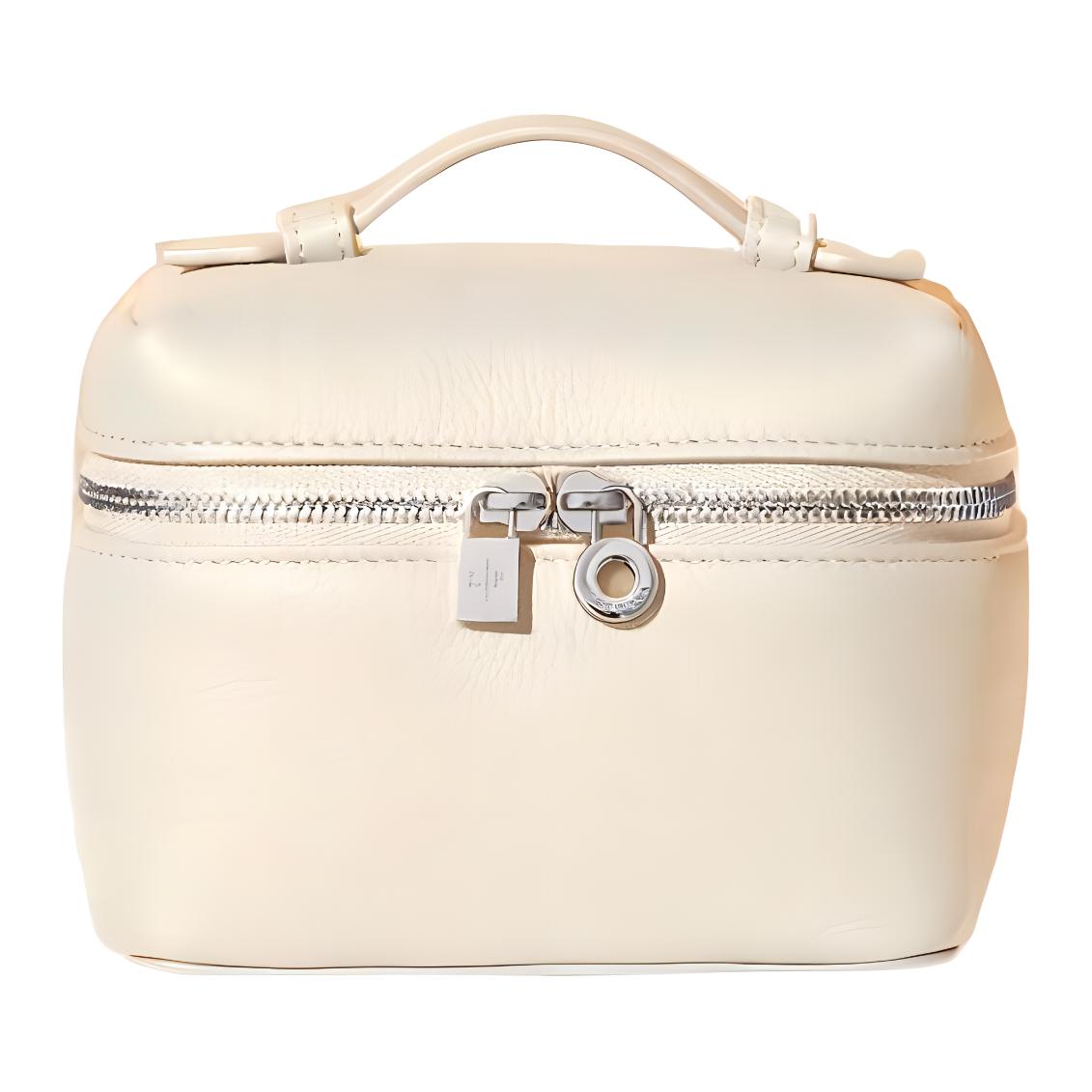 Loro Piana ExtraPocket Cow Leather Small Square Bag Makeup Bag Portable Crossbody Bag Shoulder Bag Women's Mint White