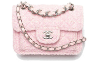 CHANEL Soft Twill Flap Bag, Shoulder Bag, Crossbody Bag Mini Women's Pink/Light Beige