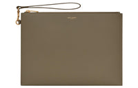 SAINT LAURENT Cow Leather Tablet Clutch Men's Green