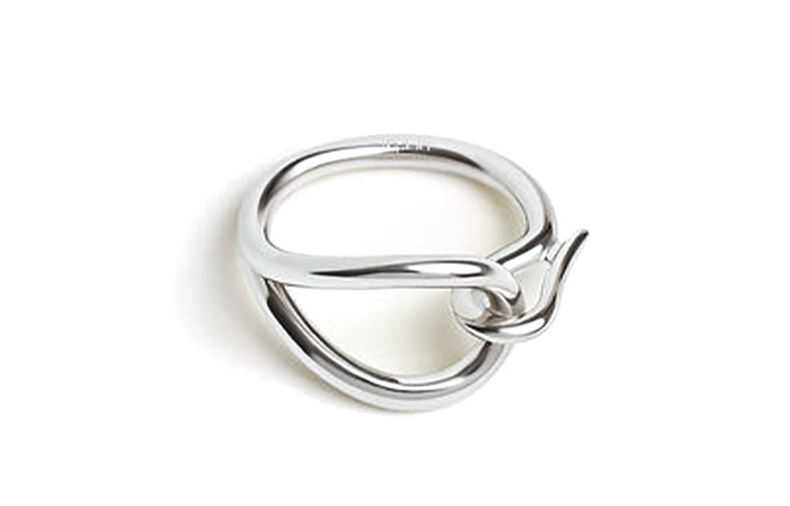 HERMES Silk Scarf Clip Women's Silver