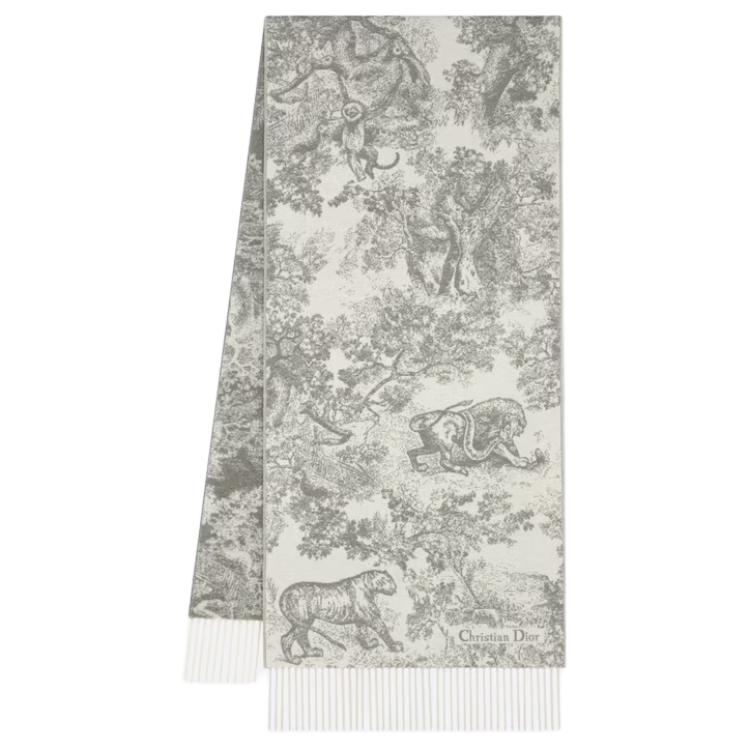 DIOR Cashmere Wool Knit Scarves Women's Beige