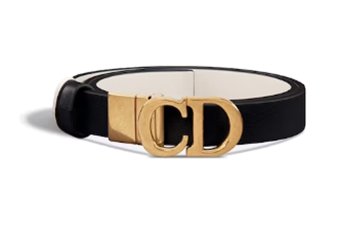 DIOR Horse Saddle CD Belt With Smooth Buckle Leather Belts Women's Black Width  2CM