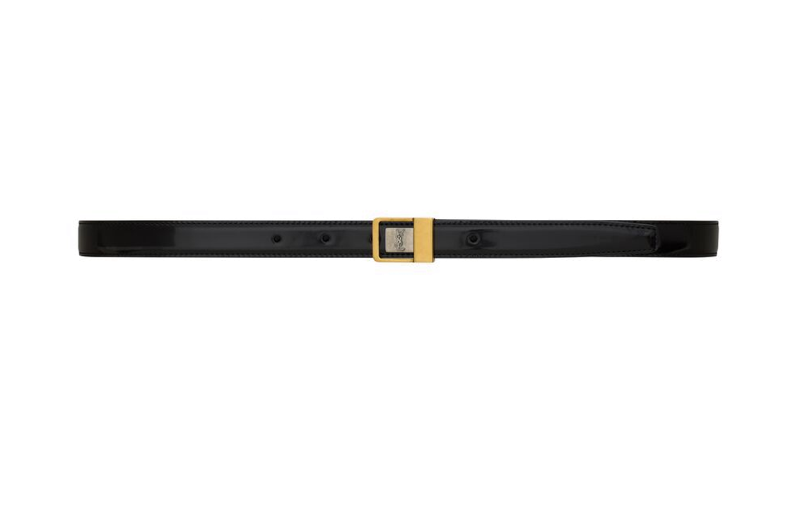 SAINT LAURENT Letter Logo Leather Belts Women's Black Width: 2CM