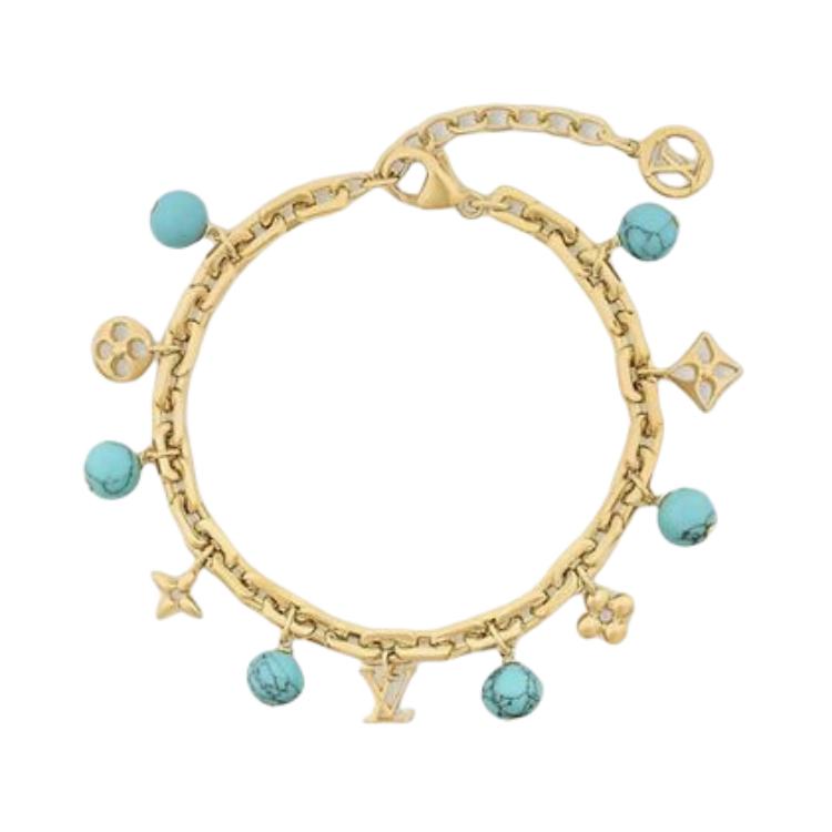 LOUIS VUITTON Turquoise Resin Pearl Bracelets Women's Gold