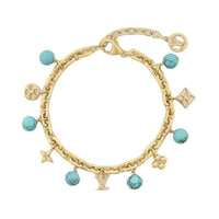 LOUIS VUITTON Turquoise Resin Pearl Bracelets Women's Gold