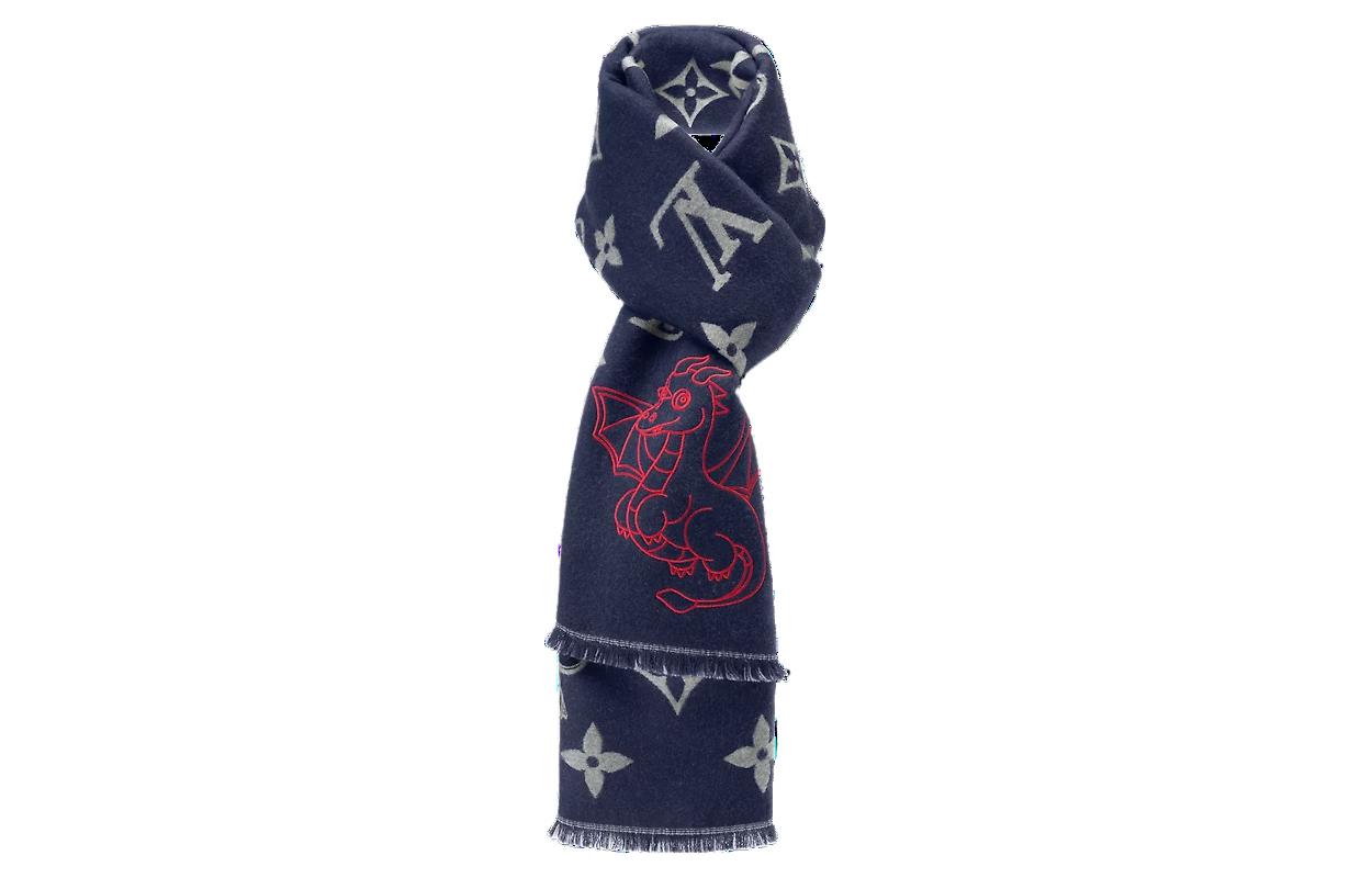 LOUIS VUITTON Knit Scarves Men's Dark Blue