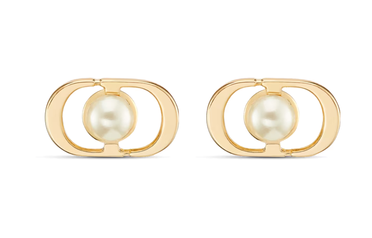 DIOR Resin, Metal Stud Earrings Women's Gold