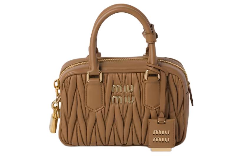 MIU MIU Arcadie Series Leather One Shoulder Handbags Women's Caramel
