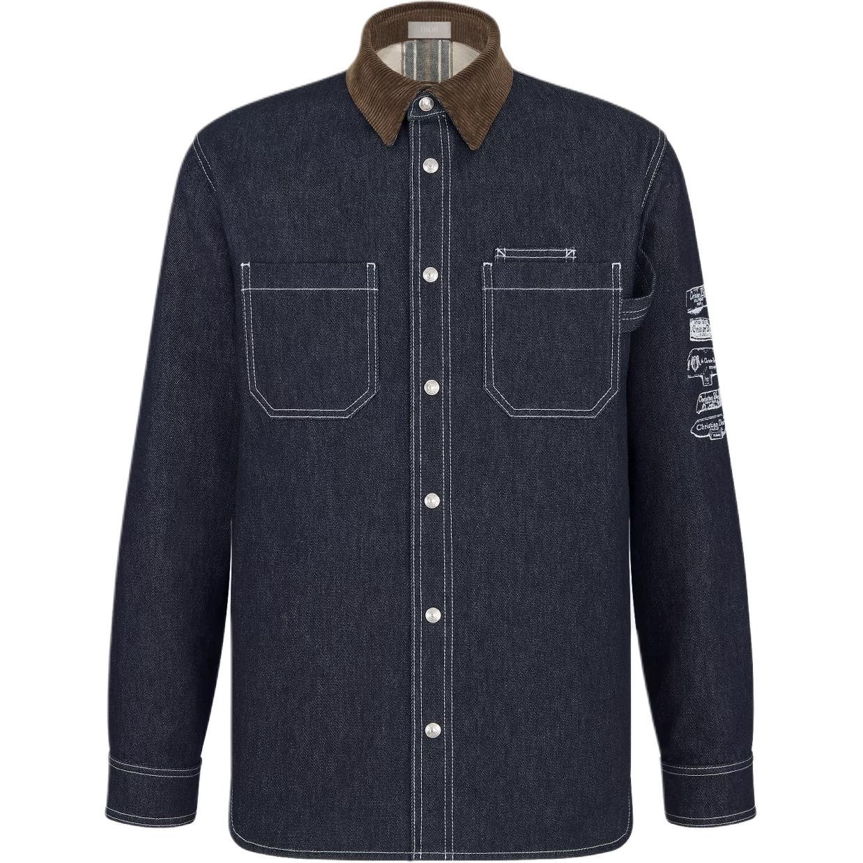 DIOR Collared Button Up Denim Shirt