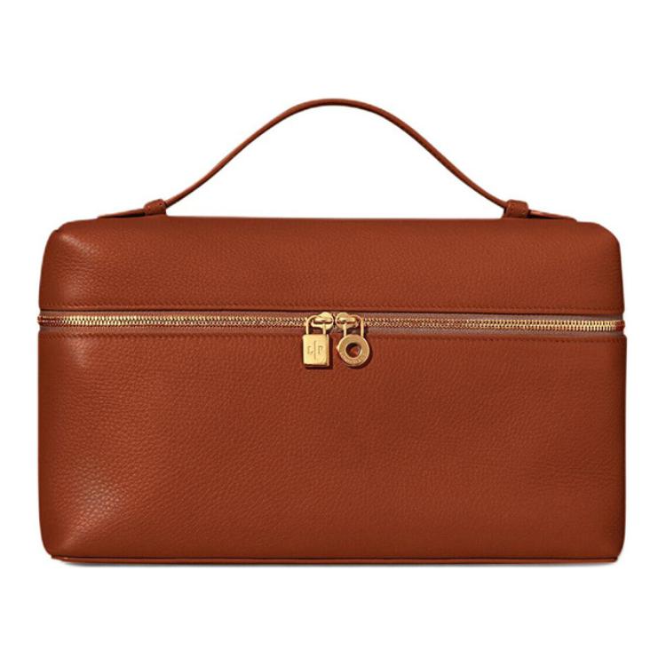 Loro Piana ExtraPocket Leather Small Square Makeup Bag Handbags Shoulder Bags Regular Women's Brown