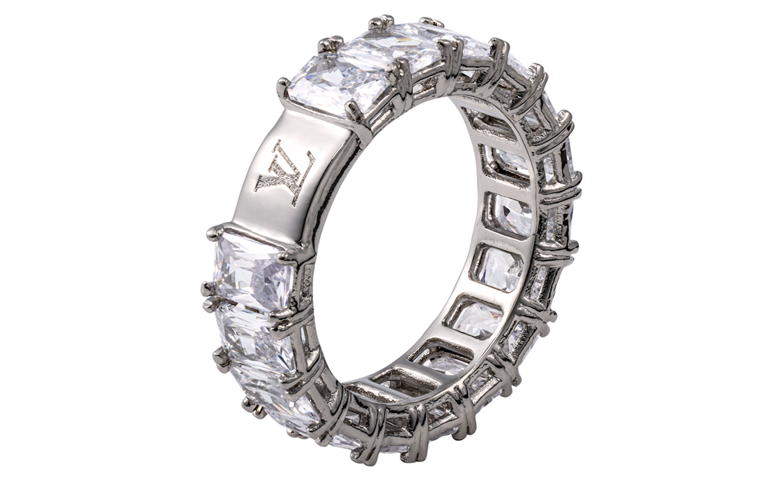 LOUIS VUITTON Zircon Rings Unisex Silver