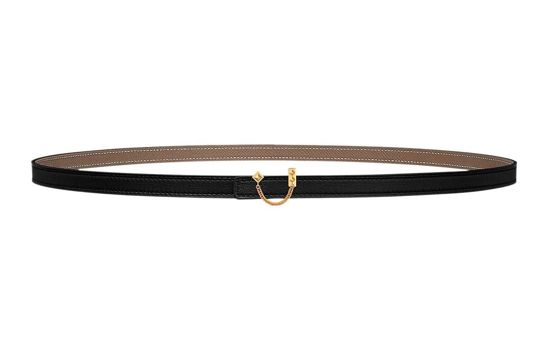 HERMES Leather Belts Unisex Black