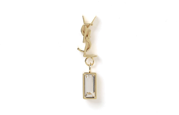 SAINT LAURENT Engraved logo Crystal embellished Earring