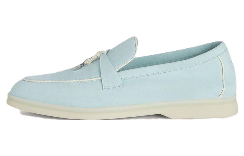 Loro Piana Summer Charms Walk Loafers Women's Cyan Sapphire Color