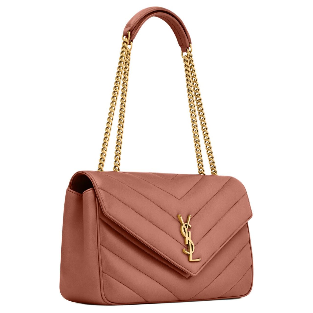 SAINT LAURENT LOULOU Lambskin Shoulder Bag Medium Size Women's Red