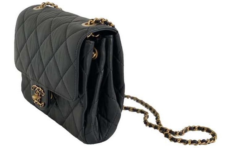 CHANEL 22c Early Spring Cow Leather Square Bag Crossbody Bag Shoulder Bag Women's Black