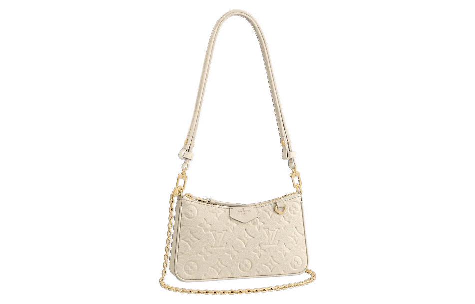 LOUIS VUITTON Wrinkle Free Cow Leather Shoulder Bag Women's Cream White