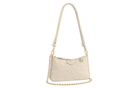 LOUIS VUITTON Wrinkle Free Cow Leather Shoulder Bag Women's Cream White