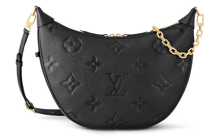LOUIS VUITTON Loop Embossed Grain Cow Leather Crescent Bag, Handbag, Shoulder Bag, Crossbody Bag Regular Women's Black