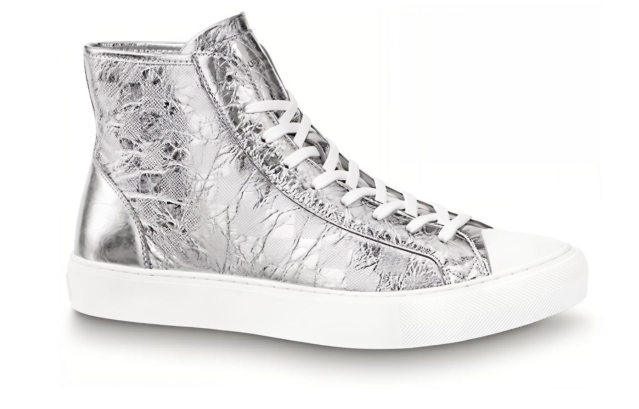 LOUIS VUITTON Tattoo High Top Stylish Skateboarding Shoes Men's Silver