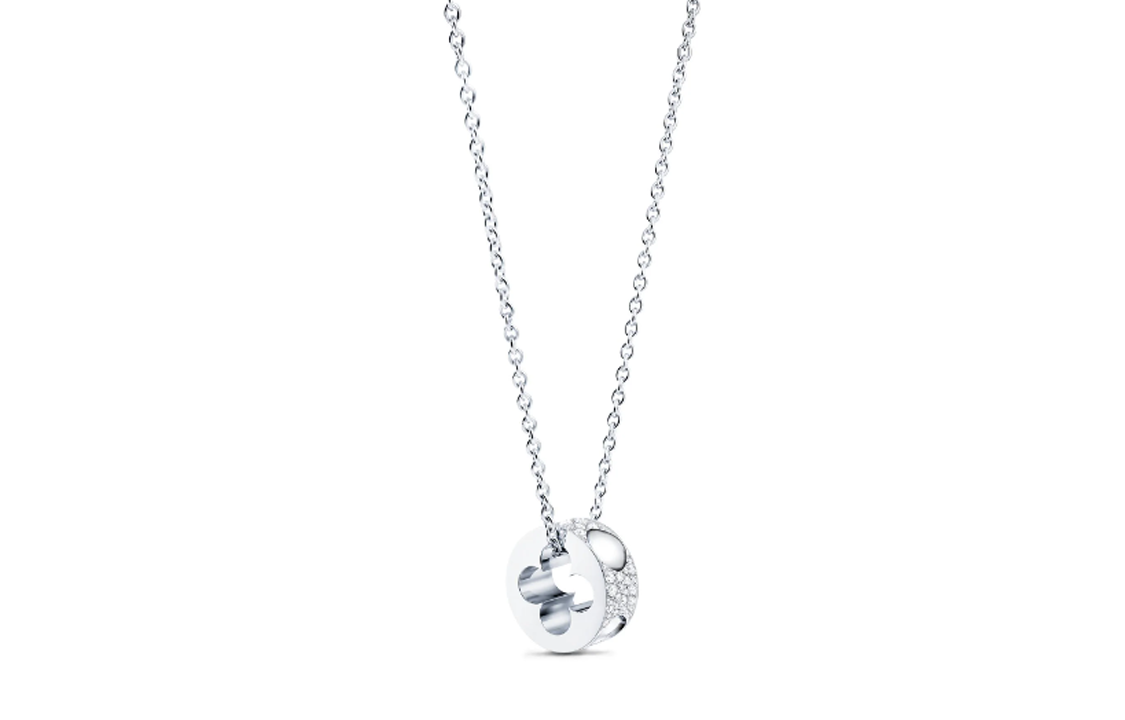 LOUIS VUITTON White Gold Diamond Necklaces Unisex Silver