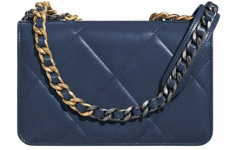 CHANEL 19Bag Lambskin Shoulder Bag Women's Marine Blue