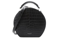 SAINT LAURENT Cow Leather Box Bag, Round Shaped Bag, Portable Crossbody Bag, Shoulder Bag Trumpets Women's Black