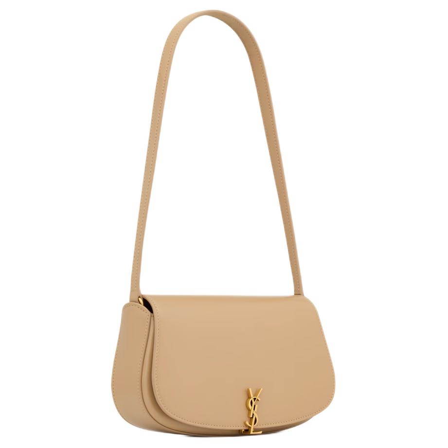 SAINT LAURENT Calfskin Handbag, Shoulder Bag Women's Black Toffee