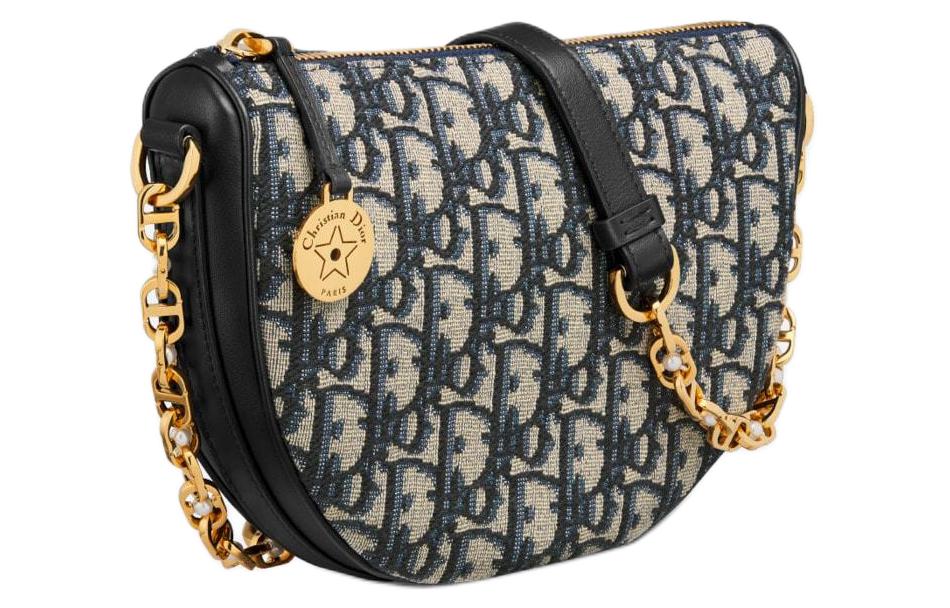 DIOR Oblique Print Handbag, Shoulder Bag Women's Blue